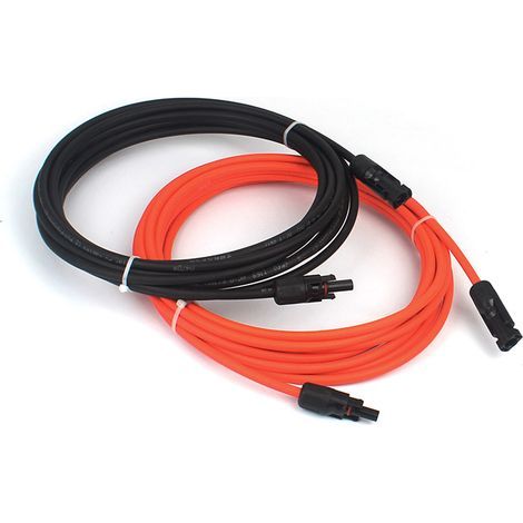 2 x Photovoltaik-Verlängerungskabel, pv1 - f 2,5 mm², 4 m / Kabel, mc4 Stecker IP67, 14 AWG (schwarz + rot) für Photovoltaik-Solarmodule usw. (1/5)