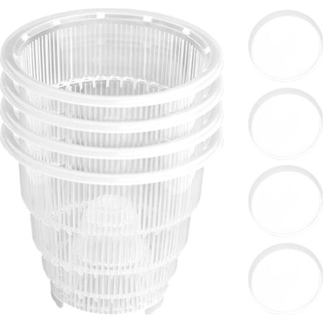 Lot de 4 pots transparents en plastique pour orchidées, avec trous drainage et soucoupes (1/5)