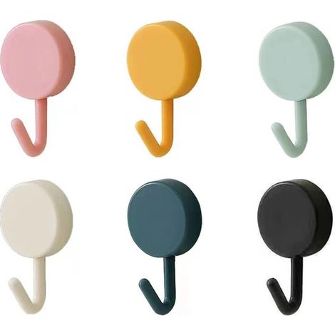 Juego de 6 ganchos autoadhesivos para decoración de pared, ganchos para llaves, sombreros, toallas y llaveros, para el hogar, la cocina, el baño y la oficina. (1/4)
