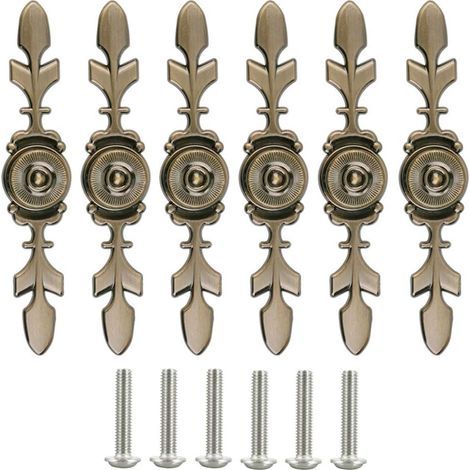 Set of 6 simple retro single-hole handles, 120 mm long, suitable for chests of drawers, drawers, and cabinets, with screws
