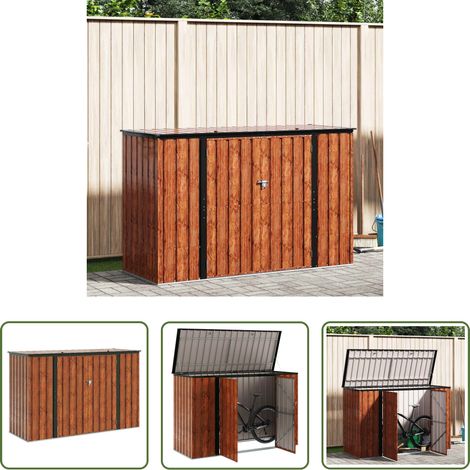 vidaXL Outils de jardin - Boîte de Rangement de Jardin Marron 214 x 82 x 132 cm Acier (1/5)