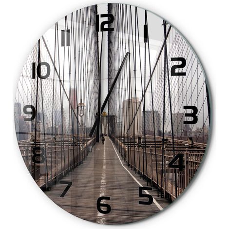 Horloge Murale Ronde Silencieuse Sans Tic-Tac Verre Trempé Design Moderne Pont de Brooklyn fi 60 cm (1/5)