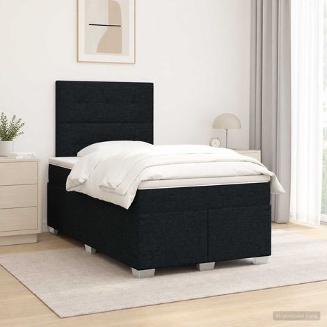 Lit boxspring avec matelas Noir 120 x 200 cm Tissu (1/5)