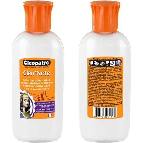 Colle repositionnable liquide - Cléo'Note - 100 gr - Embout de précision - Multi-supports - Décors éphémères