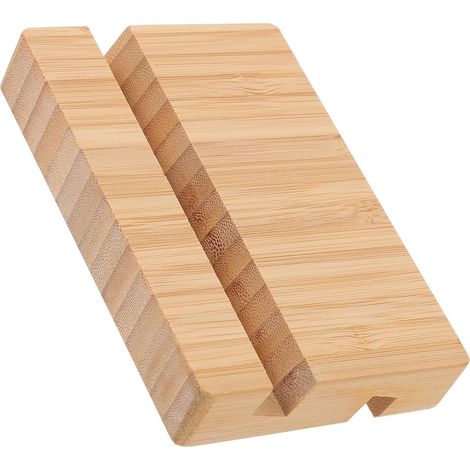 Support Téléphone Portable en Bambou Design Créatif, Pratique et Simple, Support de Bureau pour Tenir Le Téléphone, Utilisation Facile et Écran Tactile Accessible (1/5)