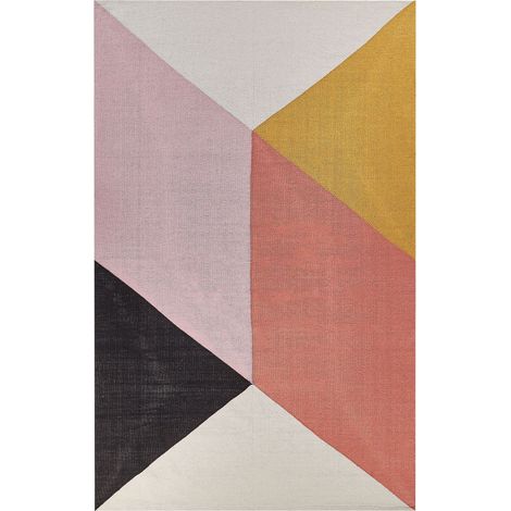 Tappeto in cotone multicolore motivo a geometrico 140 x 200 cm Nizip