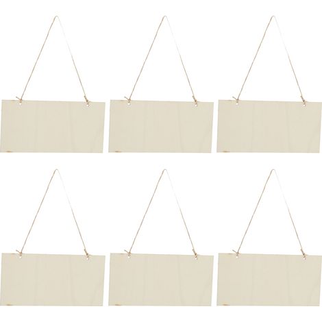 Lot de 6 plaques décoratives rectangulaires en bois brut, à monter soi-même, avec trous, pour café. (1/5)