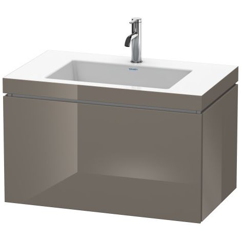Lavabo per mobili Duravit L-Cube con base, sospeso, 80x48 cm, 1 estraibile, senza troppopieno, 3 fori per rubinetti, colorazione: Flanella Laccato lucido grigio flanella - LC6917T8989 (1/2)