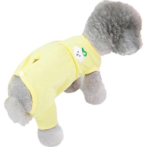 Combinaison de récupération post-opératoire pour chien, élégante et adorable, modèle à 4 pattes, pour animaux de compagnie après une opération, vêtements pour chien jaune clair (1/2)
