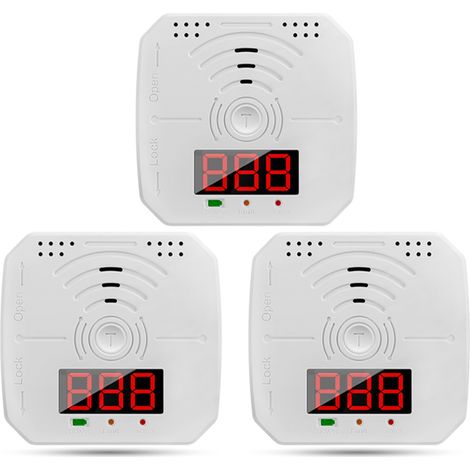 3 Packs Carbon Monoxide Detectors Portable CO Alarm Detector Monitor with LCD Digital Display Sound and Light Alarm for House Kitchen Restaurant Hotel Office Battery Operated -Batteries NOT Included (1/5)
