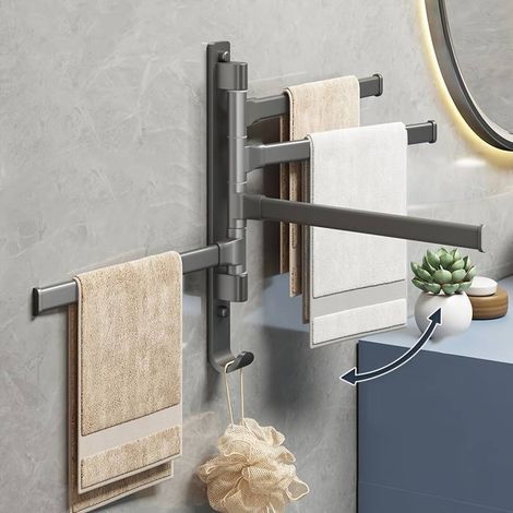 Porte-serviettes rotatif mural multi-niveaux - Rangement compact et design moderne salle de bain (1/5)
