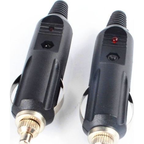 Lot de 2 Connecteurs/prises allume-cigare automobile avec diode 12V et 24V mâle (1/4)