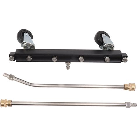 Nettoyeur haute pression pour châssis de voiture avec 6 buses, 2 rallonges, balai à eau sous voiture avec roue pivotante, arroseur noir pour châssis de voiture 4000 psi (1/5)