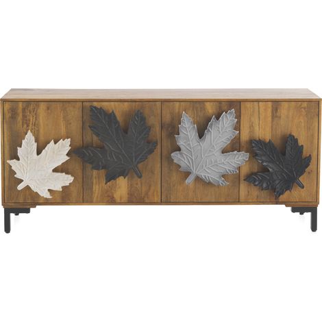 Buffet en bois de manguier naturel avec 4 portes et poignées (1/5)