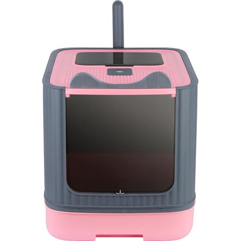 Bac Litiere pour Chat,Grand pour Les Chats et Les Lapins Bac Litiere Chat, Bac à Litière en Acier Inoxydable,Litière Automatique Autonettoyant-44,5 36,5 34,5 cm-Rose (1/5)
