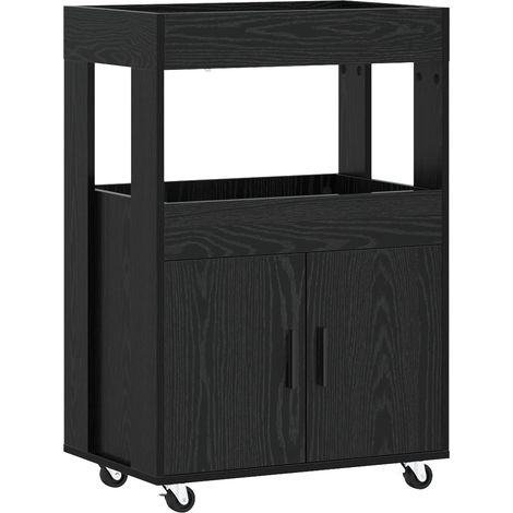 Bar Cart Black Oak 60 x 39.5 x 89 cm Engineered Wood vidaXL (1/5)