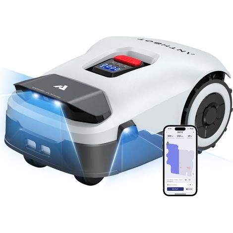 ANTHBOT Genie 800 Robot Tondeuse Sans Fil (Vision IA + RTK)(Version améliorée du Genie 600)- 1500m² -4G- Navigation GPS & Cartographie Multi-zones Max.4000mAh