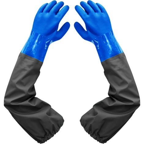 Dankuo Frosted Waterproof Extended Rubber Gloves - 26 Zoll, Flockfutter, elastische Bündchen - Für Teichreinigung, chemische Industrie, Landwirtschaft, Angeln, Bauwesen (1/5)