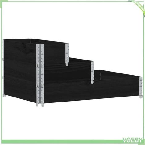 Lit surélevé - FAFEICY - Modèle 3 niveaux empilable - Bois de pin massif - Noir - 120 x 80 x 60,5 cm (1/5)