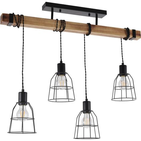 Italux Ponte - Lámpara colgante industrial y retro Negro 4 luces, E27 (1/2)