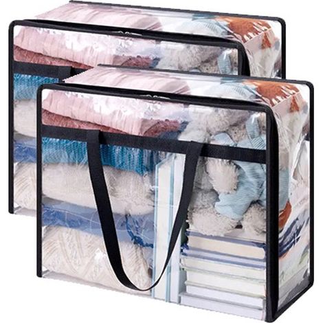 2 bolsas de almacenamiento grandes - Bolsas transparentes de 60 L para edredones y mudanzas - Para ropa y juguetes (1/5)
