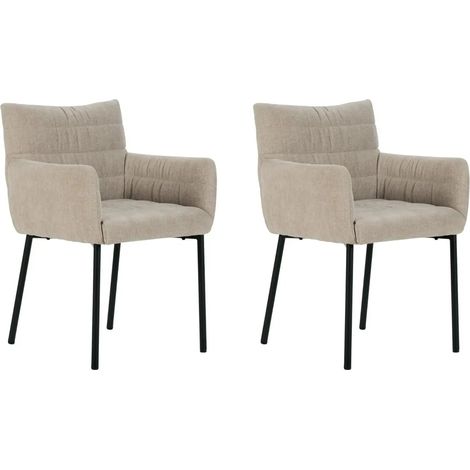 SORA - Lot de 2 chaises pieds en métal noir Beige