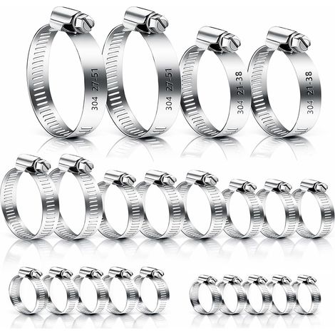 22 Pcs Collier Serrage, 6-51mm Inox 304 (1/5)