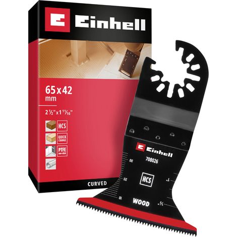 Original Einhell lame de scie plongeante en acier carbone pour le bois (largeur 65 mm, profondeur 42 mm, revêtement PTFE, denture bois, bord courbé, changement rapide) (1/5)