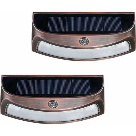 royaluxe -Lampes de marche alimentées par énergie solaire (lot de 2) - Élégant design moderne incurvé avec 4 LED. Le mode d'éclairage constant économe en énergie fournit une lumière blanche et douce. (1/4)