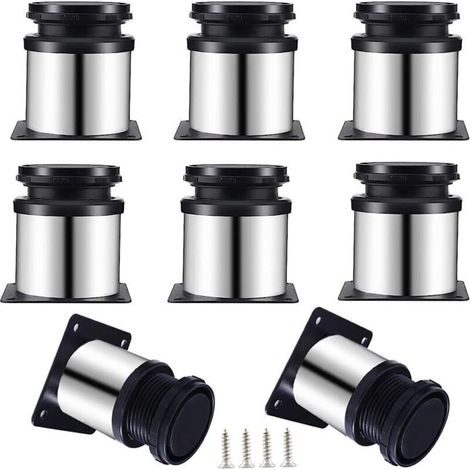 Lot de 8 pieds de meubles réglables en acier inoxydable - 50 x 60 mm - Pieds de table, d'établi (1/4)