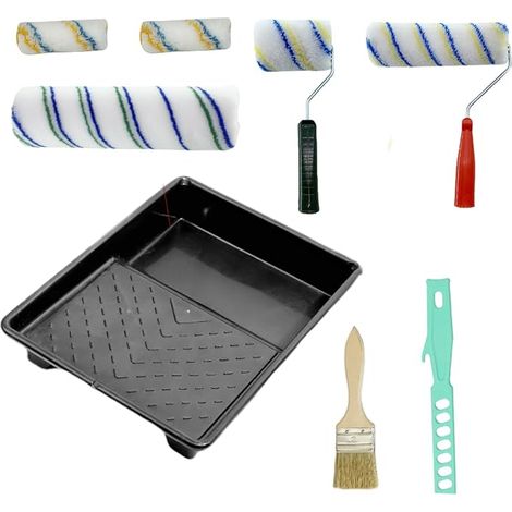 Lot de 10 Rouleau Peinture,Rouleau Kit,comprend Rouleaux Plateau Pinceau,Agitateur (1/5)