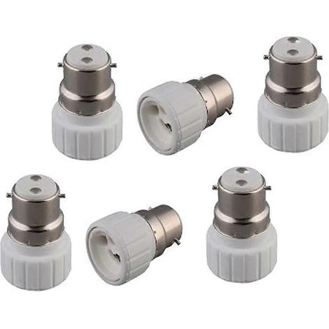 Lot de 6 adaptateurs B22 vers GU10, culot à baïonnette B22 vers culot GU10 pour douille GU10 (1/4)