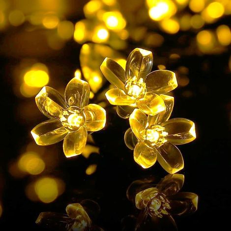 Guirlande Lumineuse Solaire - 50 LED Fleur - 7 M - Étanche IP44 - 8 Modes - Pour Jardin Balcon Terrasse Mariage (1/5)