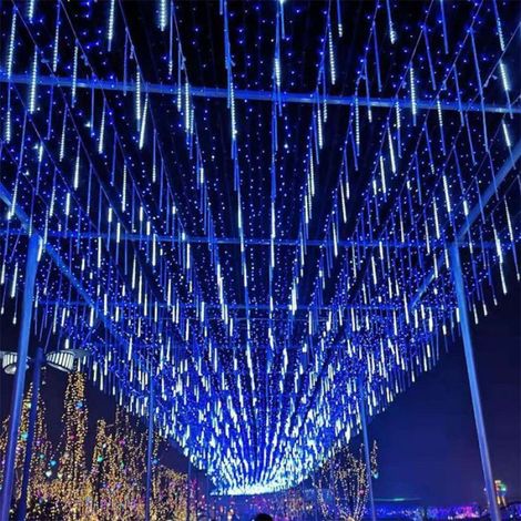 Guirlandes Lumineuses, 30cm 8Tube Météore Pluie Guirlande Lumineuse Extérieur IP44 Decoration Noel Arbre Lumineux Extérieur Douche (1/5)