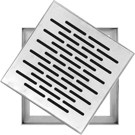 Plaque d'égout invisible en acier inoxydable 201, grille d'évacuation des eaux pluviales, couvercle de caniveau, carrée, antidérapante, pour cour, disponible avec cadre, 25 x 25 cm / 10 x 10 pouces (1/5)