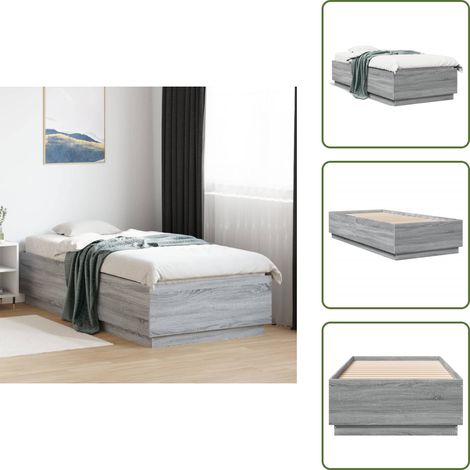 Bettgestell Grau Sonoma 90x200 cm Holzwerkstoff - Holzbettfassungen - Betten Gestellen - Doppelbett - Einzelbett - Grau Bettwäsche (1/5)