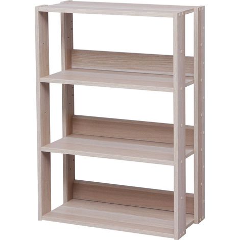 Iris Ohyama, Bücherregal, 3-stöckiges Aufbewahrungsschrank/verstellbare Regale, OWR-600-Hellbraun, W29,3 x D60 x H87,9 cm