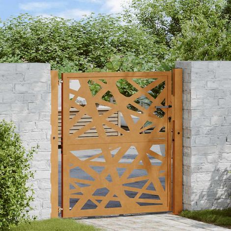 Teenpull – Gartentor 100x100 cm Cortenstahl Helles Design (1/5)