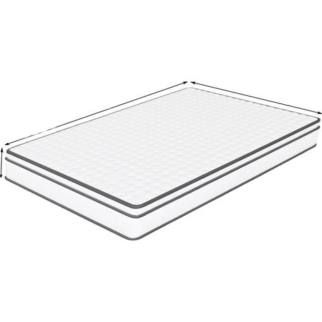 Matelas, Noyau à Ressorts Ensachés, Design Ergonomique, Blanc-90x200x25cm (1/2)