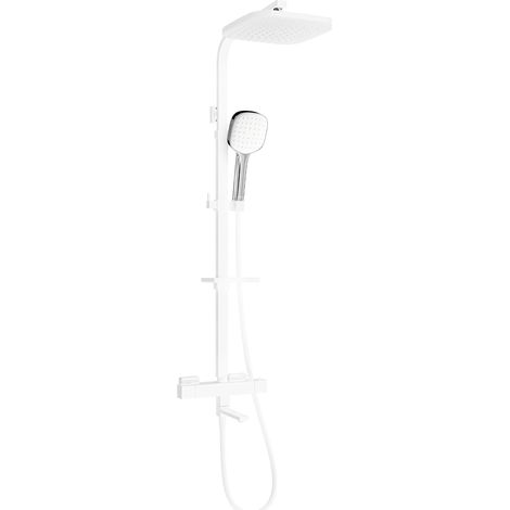 Mexen CQ33 ensemble bain-douche avec pomme de douche et robinet thermostatique, blanc/chrome - 779103395-21 (1/2)