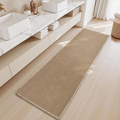 Tapis de Salle de Bain Moderne gaufré Bicolore Tapis de Bain Antidérapant Super Absorbant Lavable en Machine pour la Salle de Bain, Douche 45CM120CM