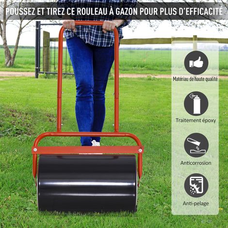 Rouleau à gazon RUDY acier rouge et noir (1/3)