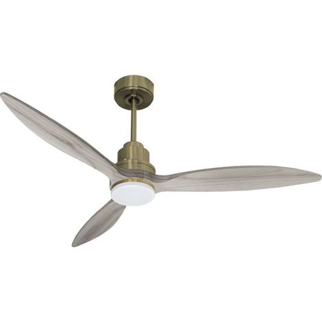 Tenerife - Super destratificateur et ventilateur DC 132 cm Laiton pales bois gris avec Lumière 25 à 35 m² (1/5)
