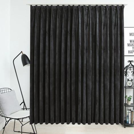 Rideau occultant,Décoration Chambre Fenêtre,Rideau Thermique Isolant avec crochets Velours Anthracite 290x245 cm GDSVW83064 (1/5)