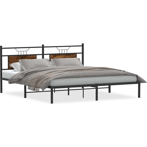Maison Exclusive - Bettgestell ohne Matratze Räuchereiche 160x200