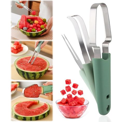 Coupe-Pastèque 3 en 1 en Acier Inoxydable, Coupe Pasteque et Melon, Coupe Melon pour la Pastèque, la Papaye, le Cantaloup (1/5)