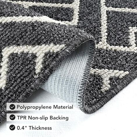 Paillasson Intérieur 60x90cm Tapis Entrée Intérieur Extérieur Imperméable,Antidérapant,Absorbant,Tapis pour Entrée,Lavable, Cuisine,Salle de Bain-Noir (1/4)
