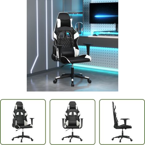vidaXL Chaise de jeu réglable - Chaise de jeu Noir et blanc Similicuir (1/5)