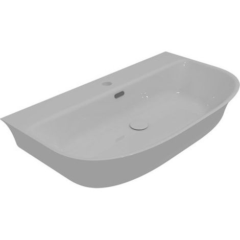 Lavabo appoggio/sospeso 80x48 semicircolare in ceramica bianco (1/2)