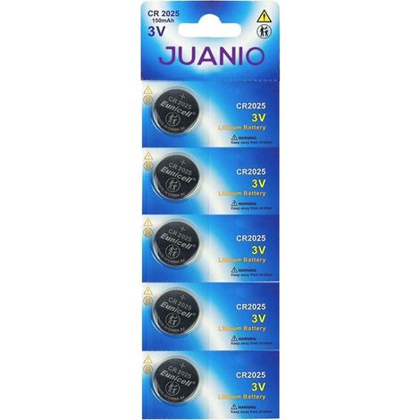 Lot de 5 Piles bouton plates lithium 3V type CR2025 compatibles DL2025 - Juanio - (1/2)